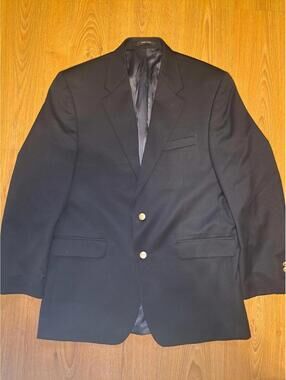 Ralph Lauren Blazer Mens 42L Navy Blue Gold Buttons Wool